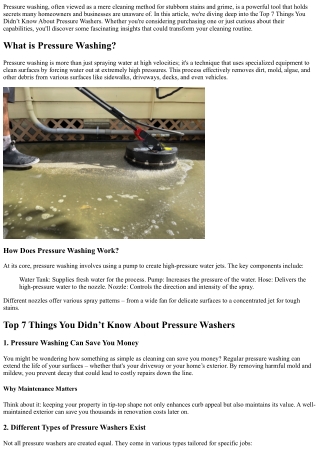 Top 7 Things You Didn’t Know About Pressure Washers