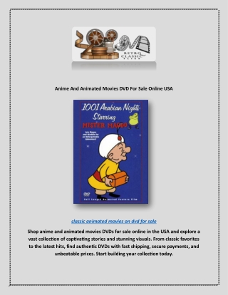 Anime And Animated Movies DVD For Sale Online USA