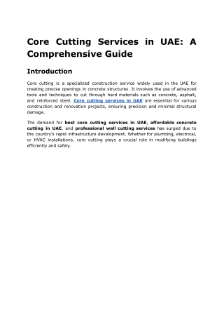 Core Cutting Services in Dubai UAE