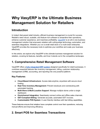 Why VasyERP is the Ultimate Business Management Solution for Retailers