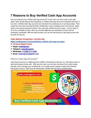 7 Reasons to Buy Verified Cash App Accounts