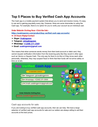 Top 5 Places to Buy Verified Cash App Accounts