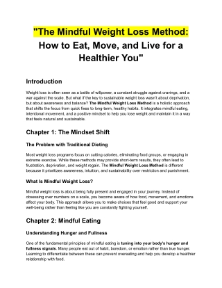 The Mindful Weight Loss Method