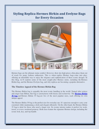 Styling Replica Hermes Birkin and Evelyne Bags for Every Occasion