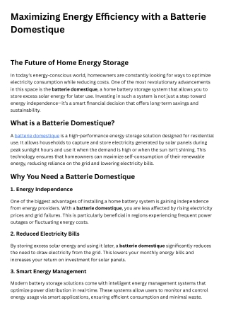 Maximizing Energy Efficiency with a Batterie Domestique