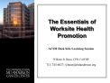 the essentials of worksite health promotion