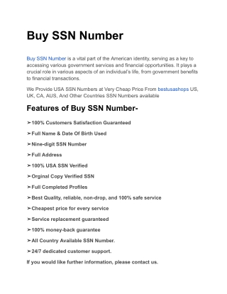 Buy SSN Number