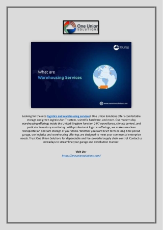 Best Logistics and Warehousing Services | One Union Solutions