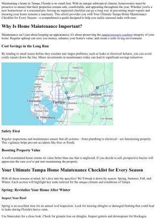 Your Ultimate Tampa Home Maintenance Checklist for Every Season