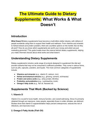 The Ultimate Guide to Dietary Supplements What Works & What Doesn’t