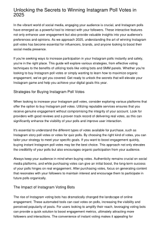 Unlocking the Secrets to Winning Instagram Poll Votes in 2025