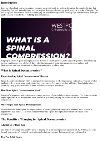 The Benefits and Risks of Hanging for Spinal Decompression