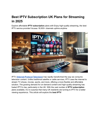 Best IPTV Subscription UK Plans for Streaming in 2025