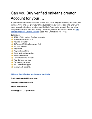 How do You buy a verified Onlyfans Creator account?