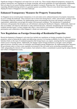 7 Best Upcoming Changes in Singapore Real Estate Laws