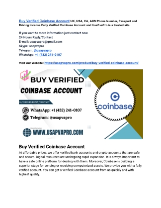 Buy Pre-Verified Coinbase Accounts & Start Trading Today