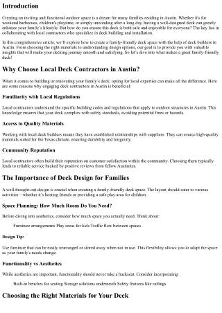 Creating a Family-Friendly Deck Space with Local Contractors in Austin