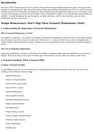 Tampa Homeowners: Don’t Skip These Seasonal Maintenance Tasks!