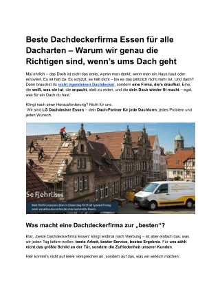 Beste Dachdeckerfirma Essen für alle Dacharten – Warum wir genau die Richtigen sind, wenn’s ums Dach geht