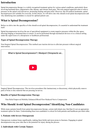 Who Should Avoid Spinal Decompression? Identifying Non-Candidates