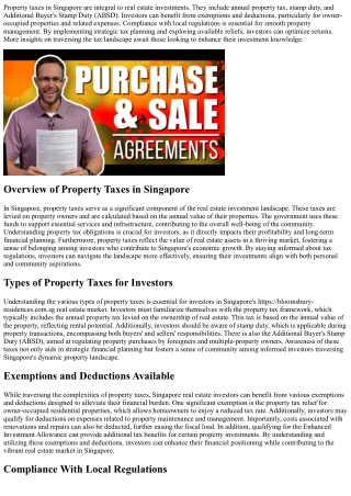 Guide to Property Taxes for Singapore Real Estate Investors