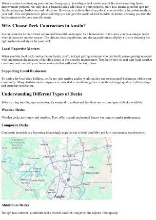 Finding the Best Deck Contractors in Austin: A Comprehensive Guide