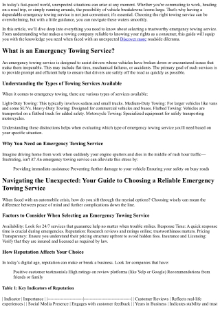 Navigating the Unexpected: Your Guide to Choosing a Reliable Emergency Towing Se