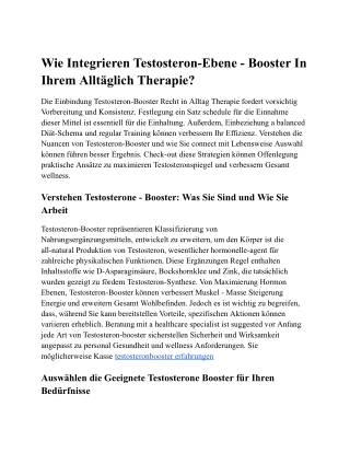 Wie Integrieren Testosterone - Booster In Ihrem Täglich Routine?