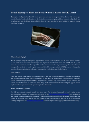Touch Typing vs. Hunt and Peck Which Is Faster for UK Users