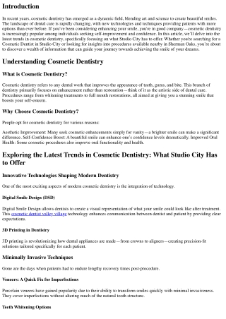 Exploring the Latest Trends in Cosmetic Dentistry: What Studio City Has to Offer