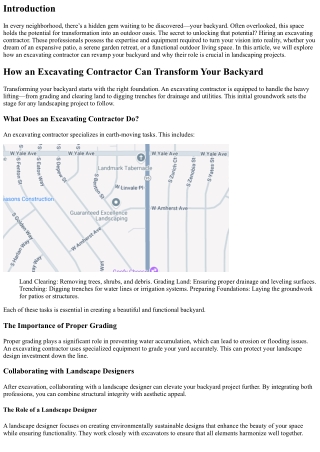 How an Excavating Contractor Can Transform Your Backyard
