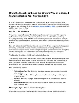 Ditch the Slouch, Embrace the Stretch_ Why an L-Shaped Standing Desk is Your New Work BFF