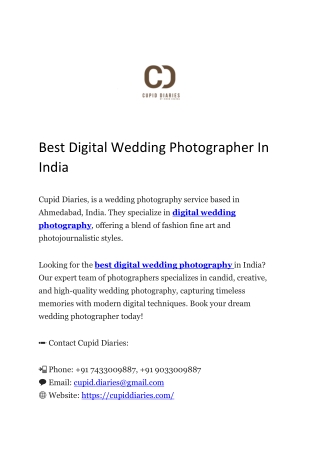 Best Digital Wedding Photographer In India