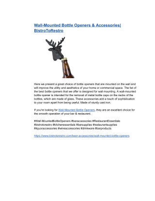 Wall-Mounted Bottle Openers & Accessories_ BistroToRestro