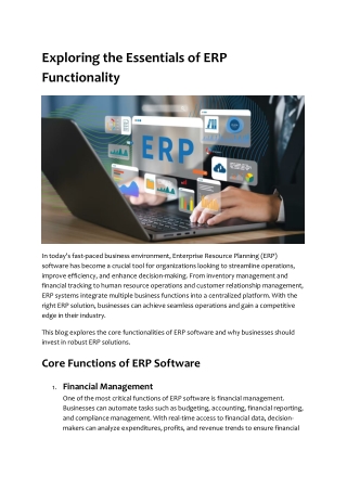 Exploring the Essentials of ERP Functionality