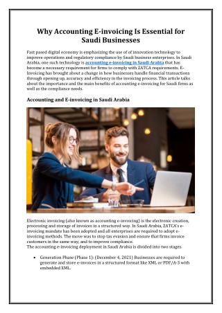 Why Accounting E-invoicing Is Essential for Saudi Businesses
