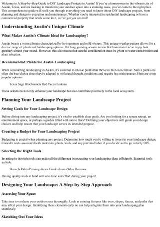 “A Step-by-Step Guide to DIY Landscape Projects in Austin”