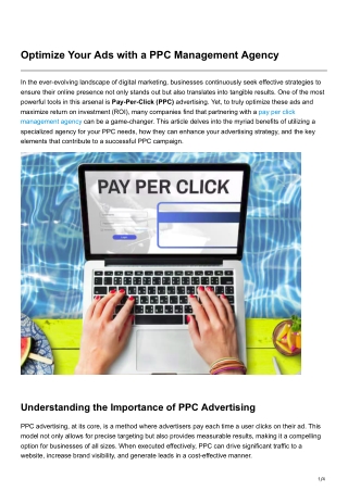 Optimize Your Ads with a PPC Management Agency