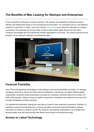 The Benefits of Mac Leasing for Startups and Enterprise