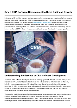 Smart CRM Software Development to Drive Business Growth
