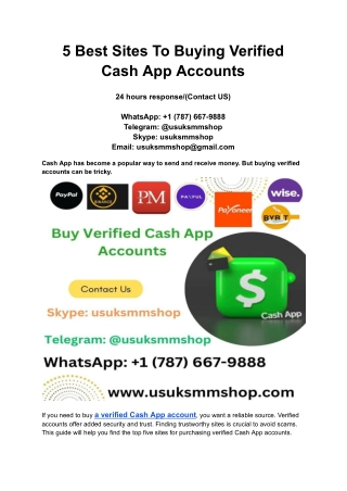 5 Best Sites To Buying Verified Cash App Accounts