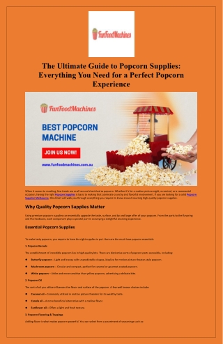 The Ultimate Guide to Popcorn Supplies Everything You Need for a Perfect Popcorn Experience