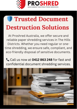 Professional Paper Shredding Services  Secure Document Destruction in Norwest & The Hills Districts
