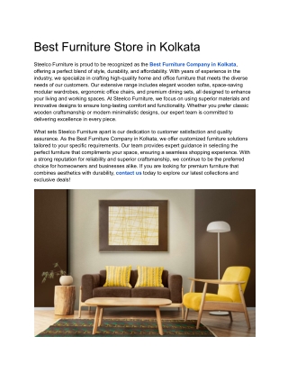 Best Furniture Store in Kolkata