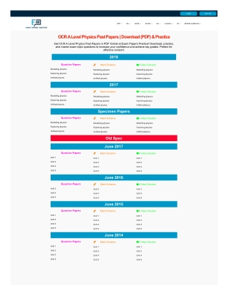 OCR Level physics  Past Papers | OCR Level physics Revision Notes