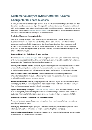 Customer Journey Analytics Platforms: A Game-Changer for Business Success