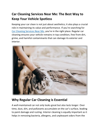 Car Cleaning Services Near Me The Best Way to Keep Your Vehicle Spotless