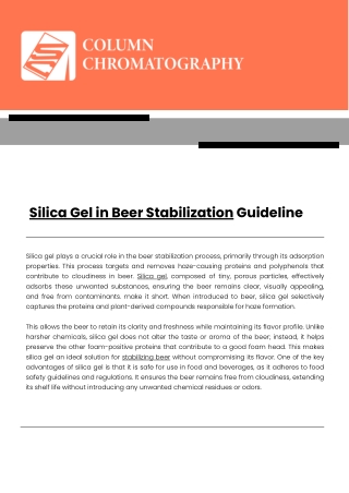 silica gel in beer stabbilization guideline