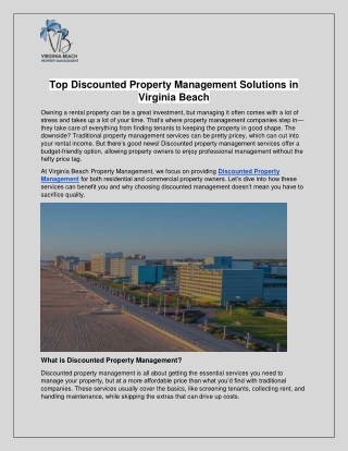 Top Discounted Property Management Solutions in Virginia Beach