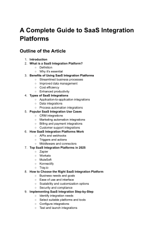 A Complete Guide to SaaS Integration Platforms
